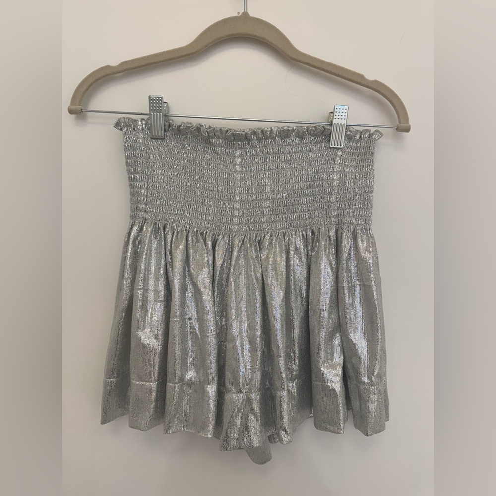 QOS Silver Metallic Swing Shorts